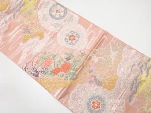鏡裏に屋敷風景模様織り出し袋帯